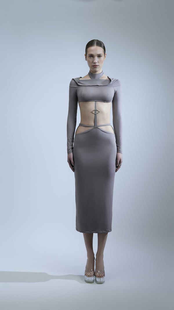 FAYE CUT-OUT MIDI DRESS