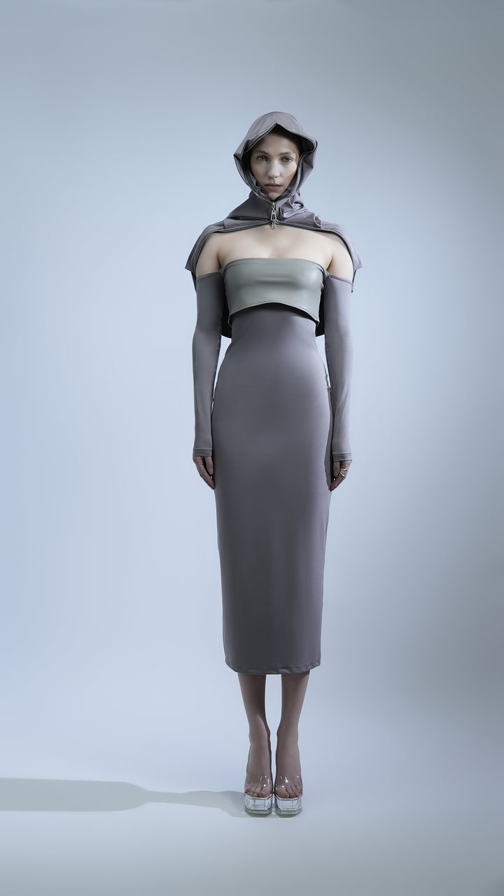 CLEO HOODED MIDI TUBE DRESS